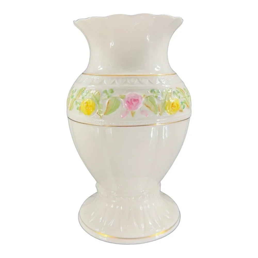Vintage BELLEEK Classic‎ Rose Collection Large Size Porcelain Vase Vessel Marked